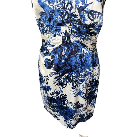 Kay Unger New York Silk Floral Sheath Dress 8 Ruched Empire Waist Wedding Guest - Picture 9 of 11